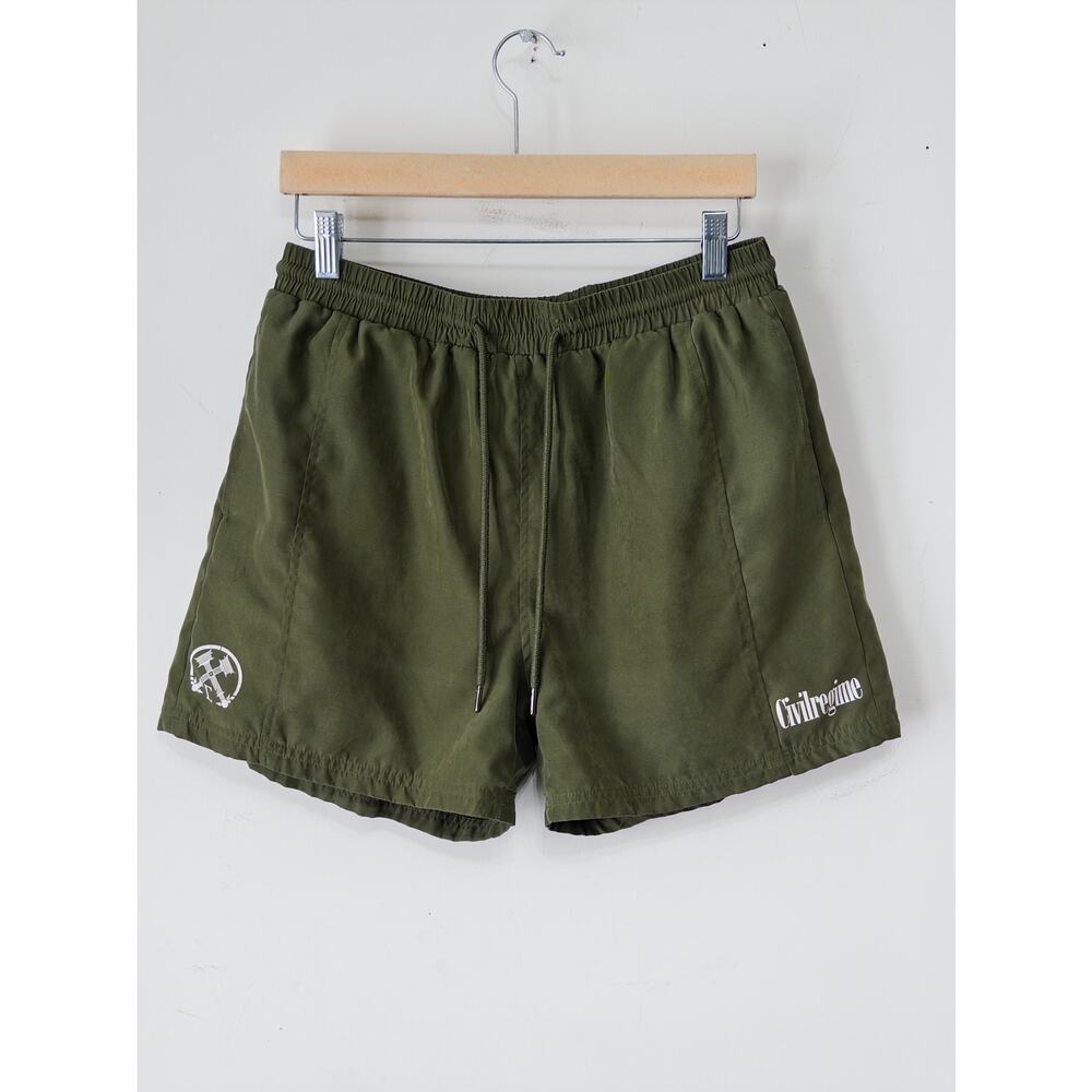 Civil Regime‎ Men's athletic suede olive shorts sz M lined streetwear gym skater